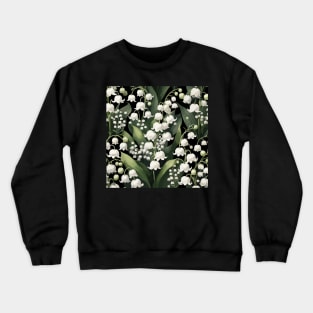 Lily of The Valley on Black Crewneck Sweatshirt